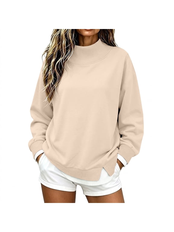 Womens Crewneck Sweatshirts Fall Clothes,Patchwork Long Sleeve Loose Fit Pullover Tops,Fashion 2026 School Teacher Outfits,Cowboy Chic Knit Cozy Warm Layered Winter Oversized Sweaters Beige