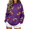 thumbnail image 1 of GILIGEGE Womens Football Rugby Sweatshirt,Game Day Y2K Crewneck Oversized Shirt,Funny Graphic Print Hoodies,Long Sleeve Fleece Pullover,Casual Fall Season Pullover Tops with Pockets Purple L, 1 of 4