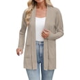 thumbnail image 1 of GILIGEGE Womens Lightweight Cardigan with Pocket,Long Sleeve Open Front Casual Loose Fall Sweaters,Soft Stretch,2026 Vacation Work Outerwear,Cozy Knitted Drape Flowy Cardigan Khaki 5XL, 1 of 4