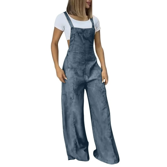 GILIGEGE Womens Overalls Casual Loose Jumpsuit Wide Leg Pants Sleeveless Bib Overalls Baggy Pants Overalls for Women Womens Rompers for Summer Overalls Fashionable Suspender Long Jumpsuit Pocket