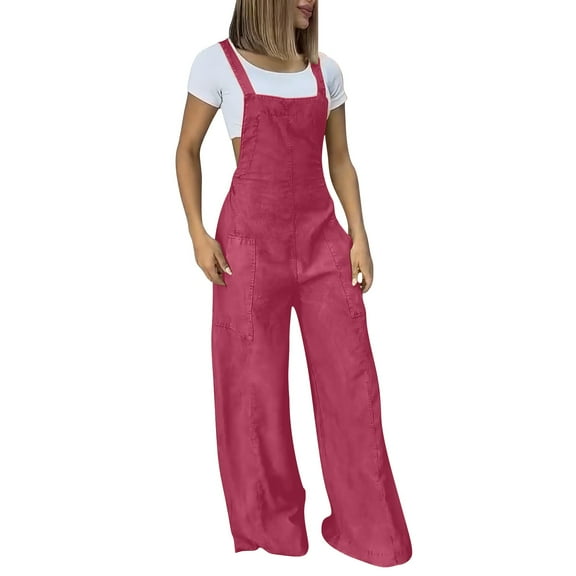 GILIGEGE Womens Overalls Casual Loose Jumpsuit Wide Leg Pants Sleeveless Bib Overalls Baggy Pants Overalls for Women Womens Rompers for Summer Overalls Fashionable Suspender Long Jumpsuit Pocket