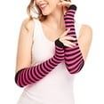 thumbnail image 1 of GILIGEGE Womens Punk Gothic Long Arm Warmers Striped Fingerless Gloves Winter Knitted Stretchy Mittens Thumb Hole Wrist Warmer Fingerless Gloves Long Warmer Punk Arm Gothic Gloves Hot Pink One Size, 1 of 6
