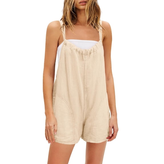 GILIGEGE Womens Rompers Jumpsuits Summer Vacation Beach Outfits 2025 Shorts Overalls Jumpers Loose Casual Soft Fashion Clothes Solid Color Shorts Summer Sleeveless Shortall Vacation Jumpsuits