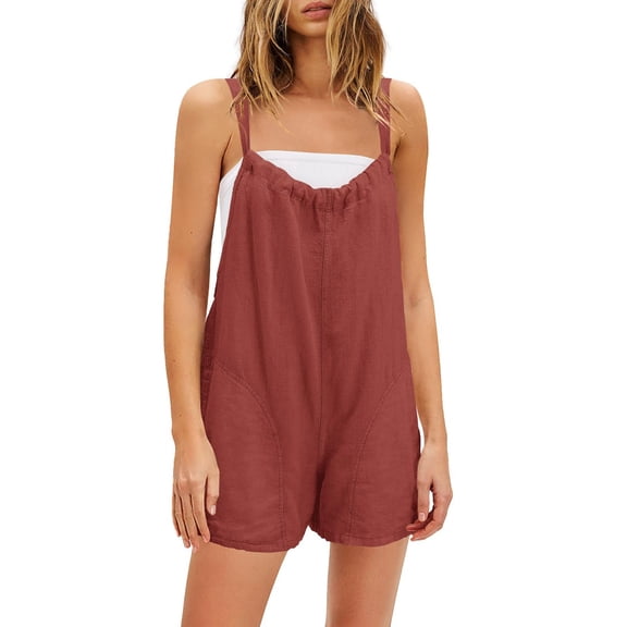 GILIGEGE Womens Rompers Jumpsuits Summer Vacation Beach Outfits 2025 Shorts Overalls Jumpers Loose Casual Soft Fashion Clothes Solid Color Shorts Summer Sleeveless Shortall Vacation Jumpsuits
