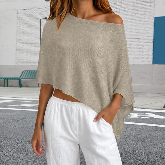 GILIGEGE Womens Sheer Poncho Top,Y2k Knitted Summer Asymmetrical Mesh Shawl,Off The Shoulder Sheer Crochet Vacation Outfits,Pullover Sweater Cover Up Tops,Lightweight Poncho Sweater Top A