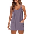 thumbnail image 1 of GILIGEGE Womens Summer Sleeveless Mini Dress V Neck Spaghetti Strap Sundress Athletic Short Dress with Pockets 2025 Spring/Summer New Loose and Slimming Pure Ribbon Pocket Strap Jumpsuit for Women, 1 of 5