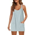 thumbnail image 1 of GILIGEGE Womens Summer Sleeveless Mini Dress V Neck Spaghetti Strap Sundress Athletic Short Dress with Pockets 2025 Spring/Summer New Loose and Slimming Pure Ribbon Pocket Strap Jumpsuit for Women, 1 of 5