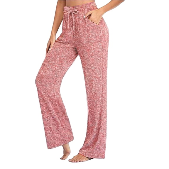 GILIGEGE Womens Wide Leg Lounge Pants with Pockets Loose Comfy Casual Pajama Pants Cozy Pajama Bottoms Plus Size Palazzo Pants High Waist Yoga Comfy Loose Drawstring Lounge Pants Pink 5XL