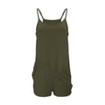 thumbnail image 1 of GILIGEGE Womens Workout Romper Dress with Shorts Underneath Sleeveless Spaghetti Straps Athletic Outfits Casual Short Jumpsuits Loose Adjustable Romper with Pockets Short Beach Outfit Bronze, 1 of 6