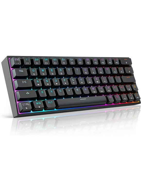 GIM KB-64 60% Mechanical Gaming Keyboard, 64 Keys RGB Backlit Hot Swappable Wired Keyboard with Full Keys Programmable (Gateron Optical Blue Switch)