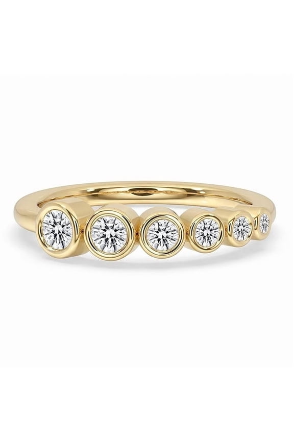 0.27 TCW Round Lab Grown Diamond Bezel Set Half Eternity Band Yellow Gold