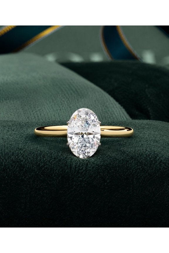 1.20 Carat Oval Cut Lab Grown Diamond Solitaire Engagement Ring in Two-Tone Gold