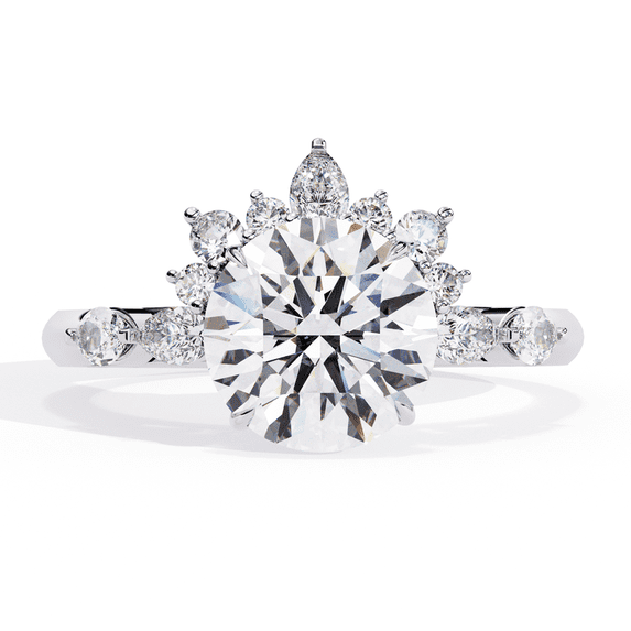GIMELIS 2.58 TW Round Diamond Cluster Ring, Marquise & Pear Sides, 18K ...