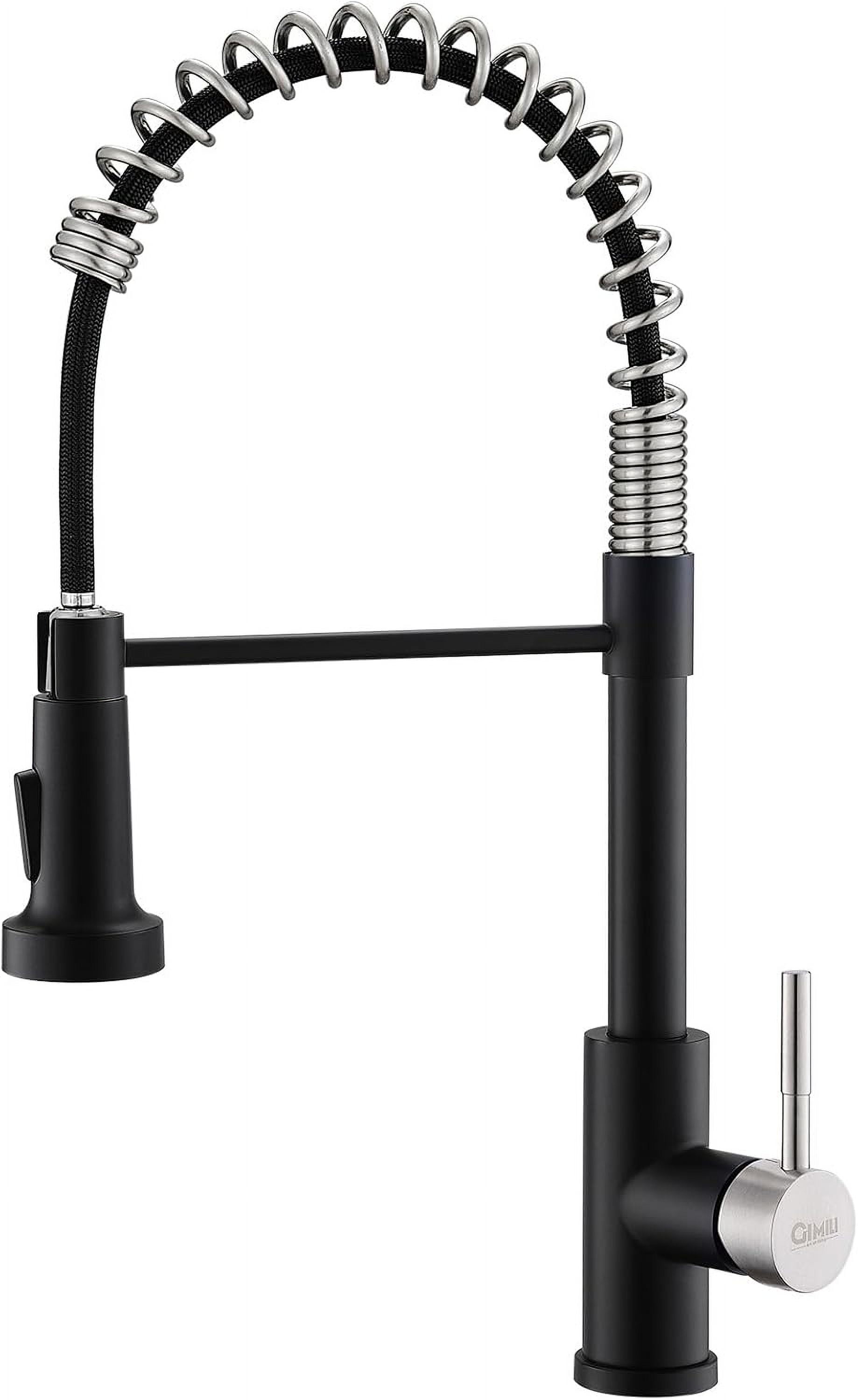 Matte Black and Gold Kitchen Faucet with Pull Down Sprayer
