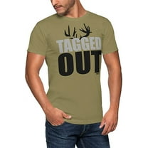 GIMMEDAT Deer Hunting Shirt The Original Tagged Out Short Sleeve Soft Gift (Large) Khaki