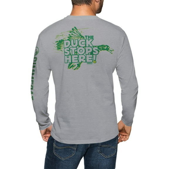 GIMMEDAT Duck Stops Here Long Sleeve Duck Hunting Mens Women Dad Tshirt Gift (Small) Athletic Heather…
