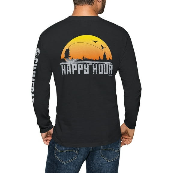 GIMMEDAT Happy Hour Bass Long Sleeve Fishing Gift Fun Mens