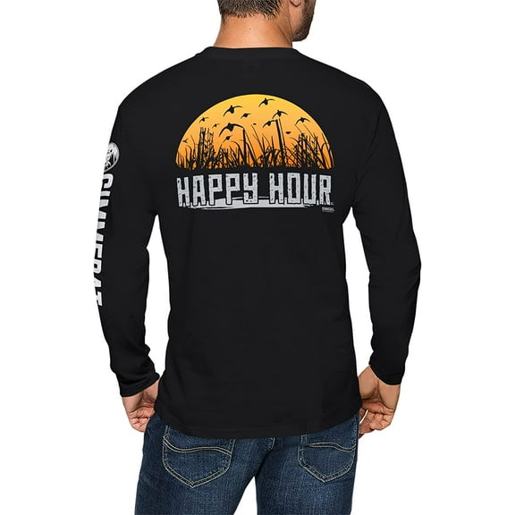 GIMMEDAT Happy Hour Duck Hunting Long Sleeve Shirt Man Woman Gift Fun (Large) Black