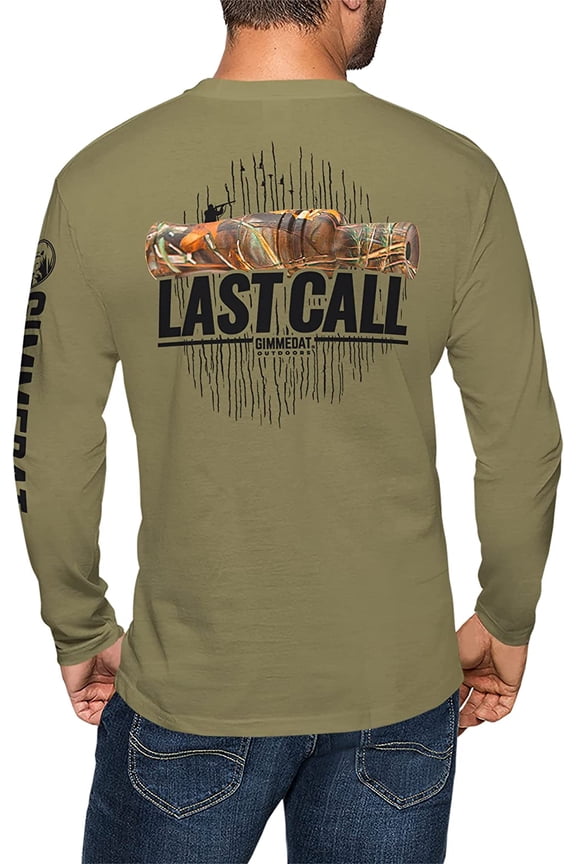 Last Call Duck Hunting Long Sleeve Shirt Men Women Funny Gift (Large) Khaki
