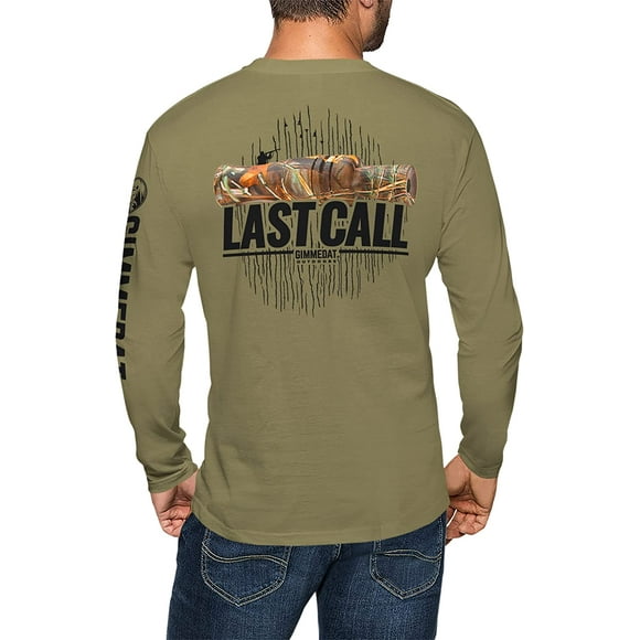 Last Call Duck Hunting Long Sleeve Shirt Men Women Funny Gift (Medium) Khaki