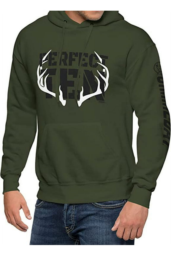 Perfect Ten Pullover Fleece Hoodie Sweatshirt Deer Hunting Men Women Gift (Medium) Moss