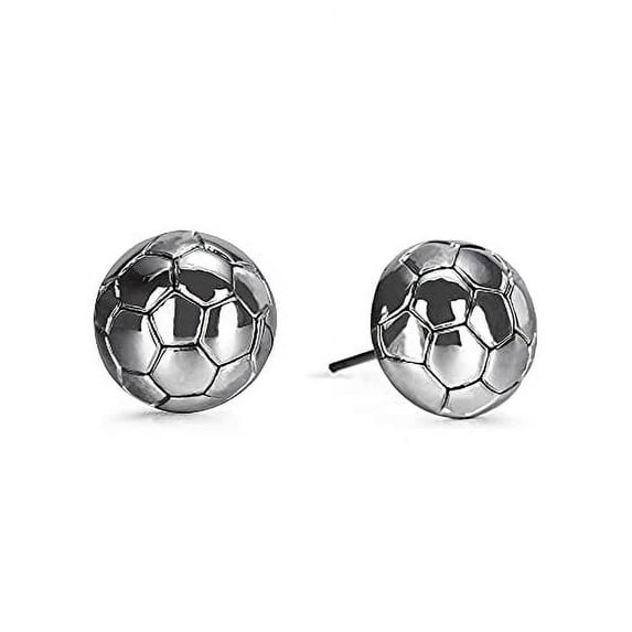 GIMMEDAT Soccer Silver Stud Earrings Jewelry