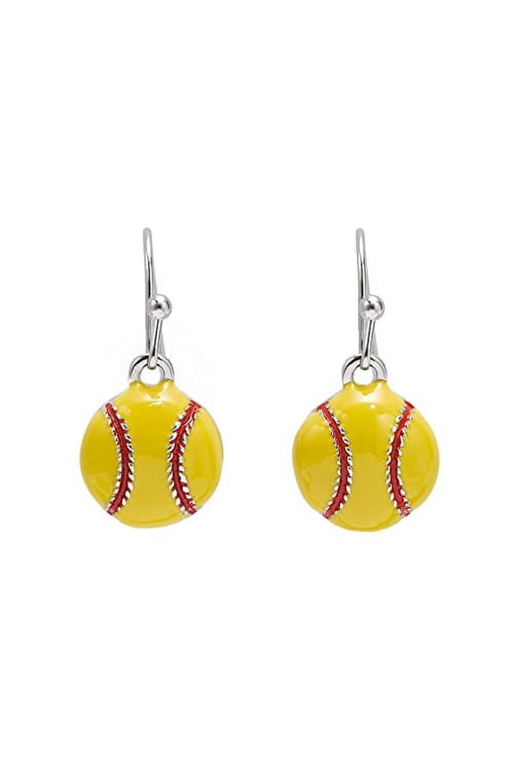 Softball Enamel Dangle Earrings Jewelry