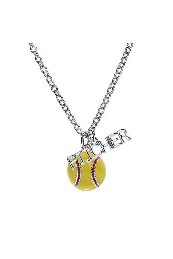 Softball Pitcher Enamel Necklace Jewelry
