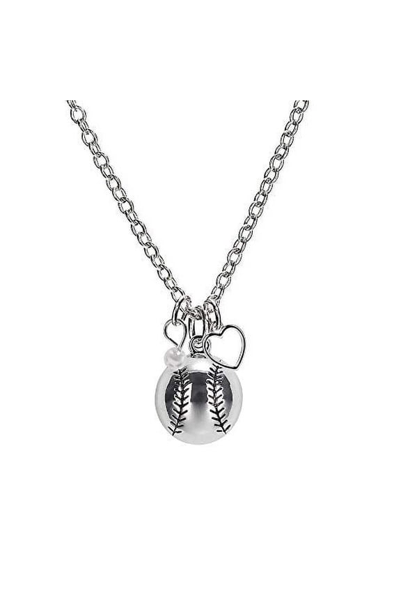Softball Silver Necklace Jewelry