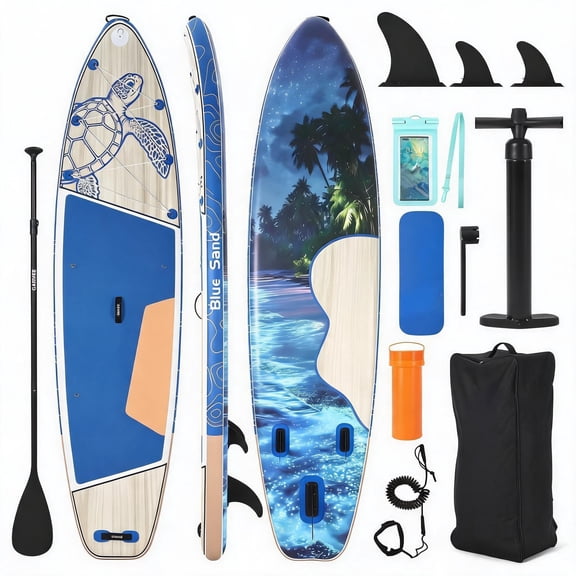 GIMMYFIVE 11 ft Inflatable Stand Up Paddle Board, PVC SUP with Water Bag, 34 inch Wide, 6 inch Thick