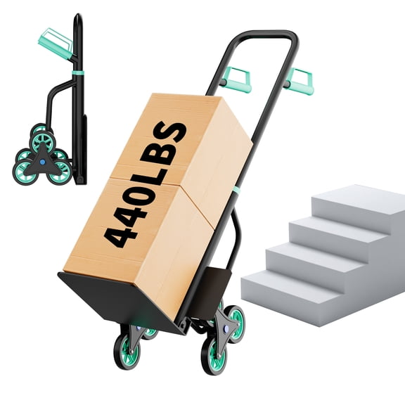 GIMMYFIVE 2 In 1 Folding Stair Climbing Dolly 440 LBS, Climbing Hand Trucks with 6 Wheels & Telescoping Handle