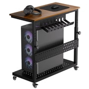 GIMMYFIVE 2 Tier Adjustable Computer Tower Stand, Mobile CPU Holder Cart, Fits 22.83 to 34.1 in PC