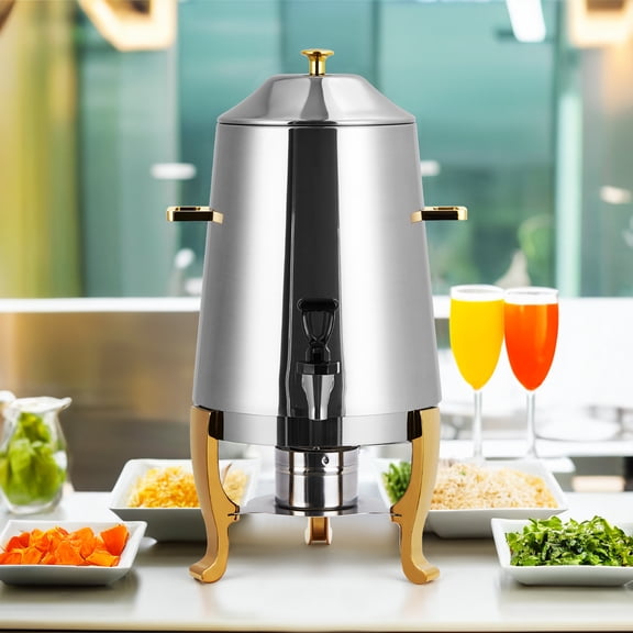 GIMMYFIVE 3.4 Gallon Insulated Beverage Dispenser, Stainless Steel Hot & Cold Drink Server with Spigot, for Catering, Buffet, Events
