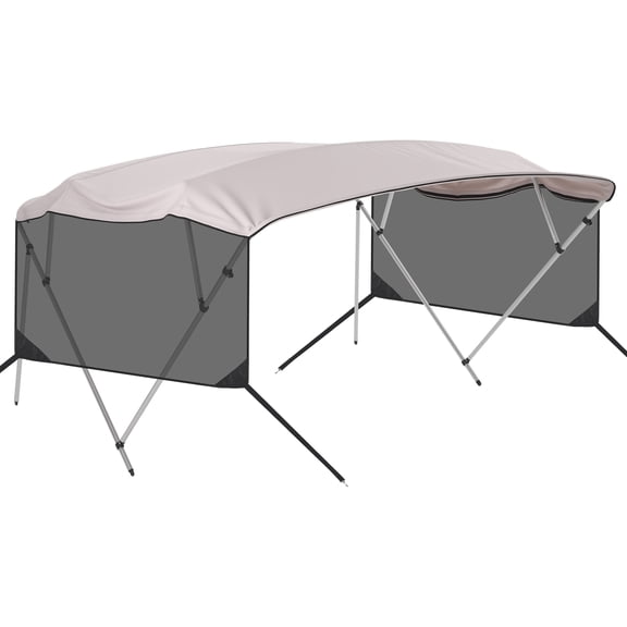GIMMYFIVE 4 Bow Bimini Top Replacement Canvas 600D Marine Grade with Mesh Curtains and Storage Boot