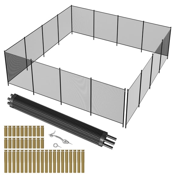 GIMMYFIVE 4x72 FT Removable Mesh Pool Fence Kit with Gate, Aluminum Foot and Lock, No-Drill, Easy DIY Install