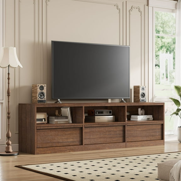 GIMMYFIVE 70 In Modern TV Stand for TV up to 75", Mid-Century Entertainment Center with Storage Drawers & Cabinets, for Living Room