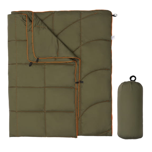 GIMMYFIVE 79x55 in Large Camping Blanket with Down Alternative Fill, Waterproof for Traveling Picnic Cold Weather