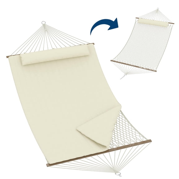 GIMMYFIVE Double Hammock with Adjustable Steel Stand, 500 lb Capacity, Removable Pillow, 2 Person