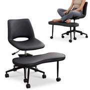 GIMMYFIVE Ergonomic Cross Legged Office Chair, Wide Criss Cross Swivel Chair with Wheels & Lumbar, Meditation & Yoga Kneeling Style