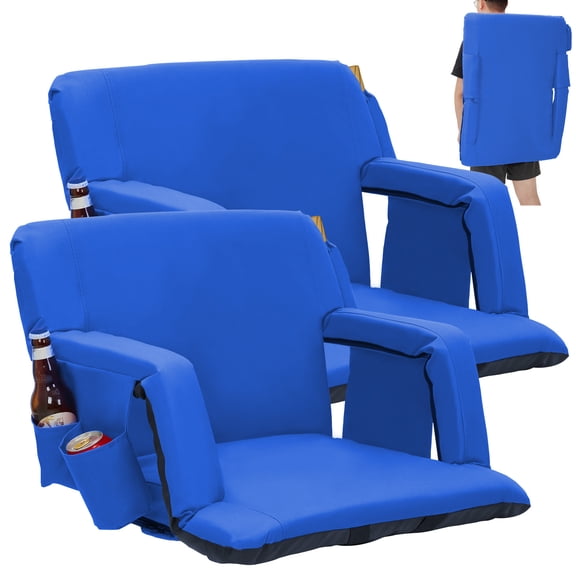 GIMMYFIVE Extra Wide Stadium Seat for Bleachers, 6-Position Reclining Portable Chair with Back Support and Armrests, 2 Cup Holders