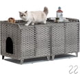 thumbnail image 1 of GIMMYFIVE Handwoven Rattan Cat Litter Box Enclosure, Hidden Cat Washroom Furniture with Mat and S-Hooks, Large, 1 of 9