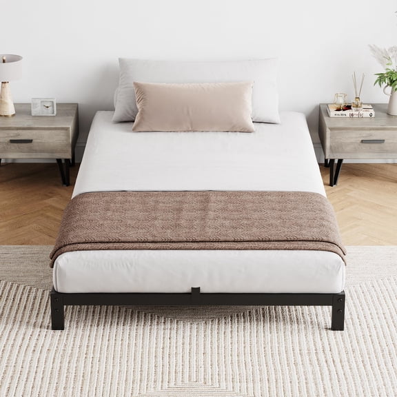 GIMMYFIVE Metal Platform Bed Frame, Twin XL Sturdy Steel Slats, No Box Spring Needed, Noise-Free, Easy Assembly