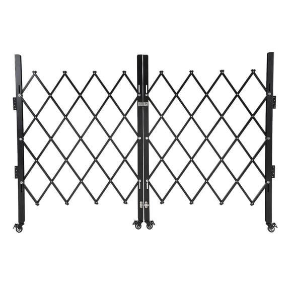 GIMMYFIVE Steel Folding Security Gate for Outdoor, Expandable Scissor Door with Swivel Casters and Lock