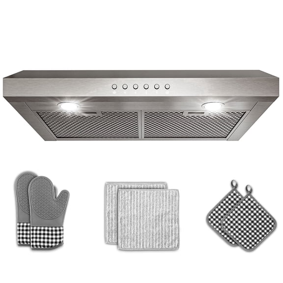 GIMSOL 30" Under Cabinet Range Hood, 900 CFM, 4-Speed Button Control, Stainless Steel, Ducted