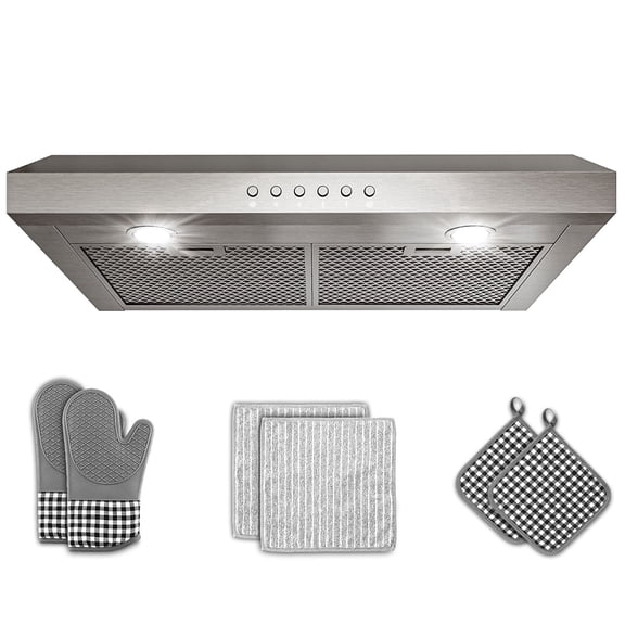 GIMSOL 30" Under Cabinet Range Hood, 400 CFM, 4-Speed Button Control, Stainless Steel, Ducted