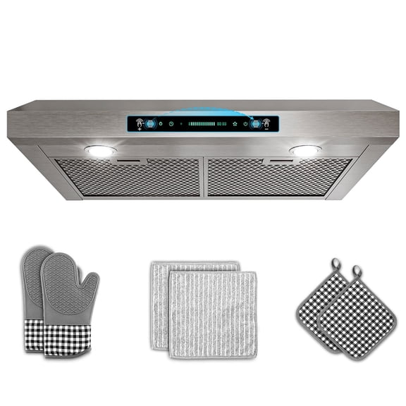 GIMSOL 30" Under Cabinet Range Hood, 600 CFM, 4-Speed Gesture Control, Stainless Steel with Aluminum Mesh Panel, Ducted
