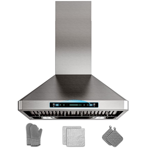 GIMSOL 30" Wall Mount Range Hood, 400 CFM, 4-Speed Gesture Control, Stainless Steel, Ducted/Ductless