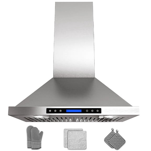 GIMSOL 30" Wall Mount Range Hood, 900 CFM, 4-Speed Touch Control, Stainless Steel, Ducted/Ductless