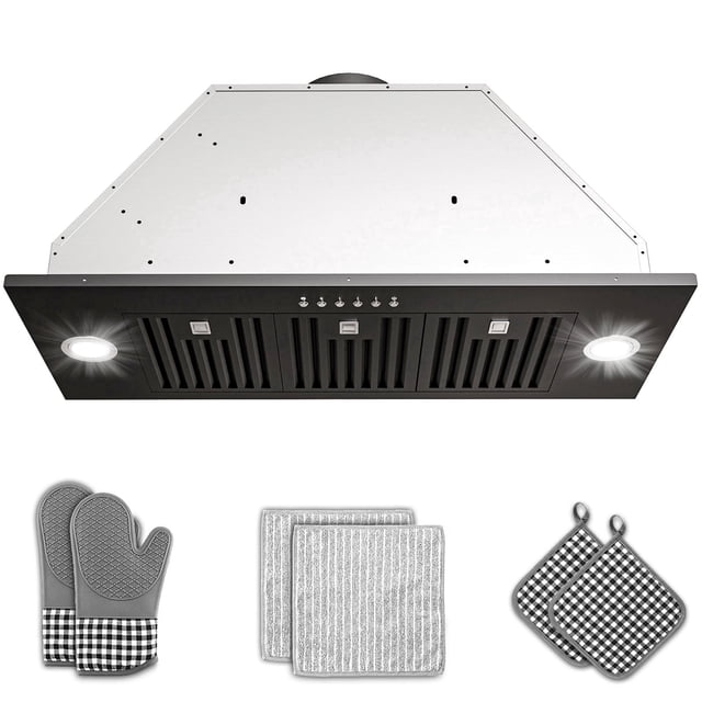 GIMSOL 36" Insert Range Hood, 400 CFM, 4-Speed, Button Control, Black ...