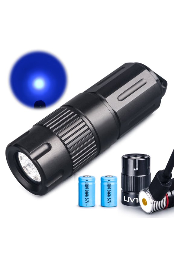 365nm Flashlight LED High-Power USB Rechargeable Mini Keychain Torch uv Light for Nails, Glue,Lamp -Spot Scorpions, Pet Urine, Counterfeit Money, Resin(U10-365nm)